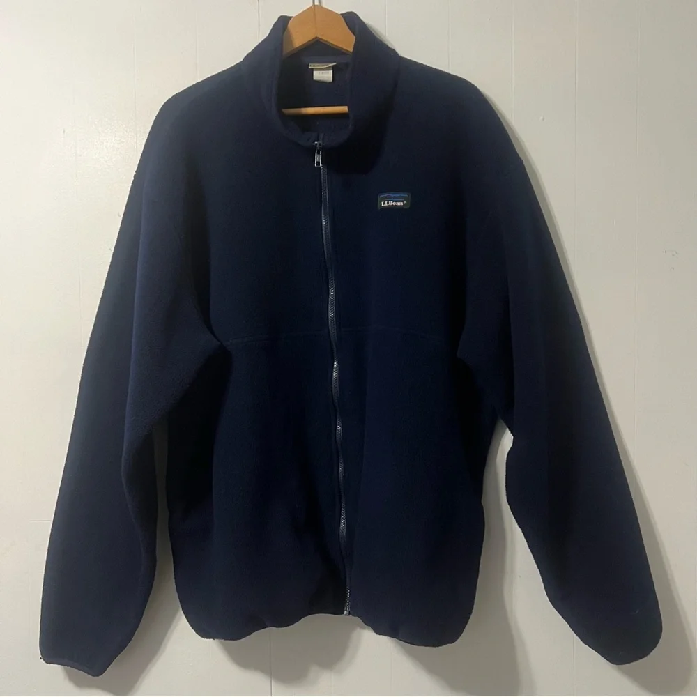 L.L. Bean Vintage 90’s Men's Deep Blue Zip-Up Fleece Jacket Size XL Tall